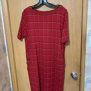 Short sleeve red plaid dress
